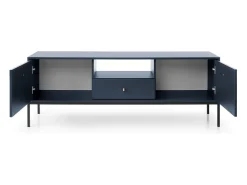 Suporte de TV 2 portas e 1 gaveta com pés de metal preto, 154x56 cm^ Móvel De Tv