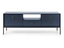 Suporte de TV 2 portas e 1 gaveta com pés de metal preto, 154x56 cm^ Móvel De Tv