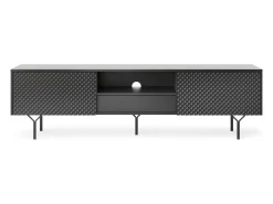 Móvel De Tv* Suporte de TV 2 portas e 1 gaveta em madeira laminada, 180x51 cm Preto