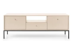 Móvel De Tv* Suporte de TV 2 portas e 1 gaveta com pés de metal preto, 154x56 cm Bege