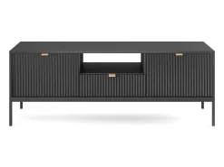 Móvel De Tv* Suporte de TV 2 portas e 1 gaveta com pés de metal , 154x56 cm Preto