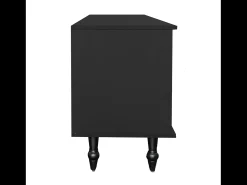 Suporte de TV baixo em estilo retrô com 6 compartimentos de armazenamento, pés de madeira maciça, .^ Móvel De Tv