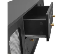 Suporte de TV baixo em estilo retrô com 6 compartimentos de armazenamento, pés de madeira maciça, .^ Móvel De Tv