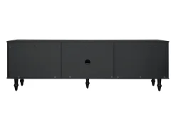 Suporte de TV baixo em estilo retrô com 6 compartimentos de armazenamento, pés de madeira maciça, .^ Móvel De Tv