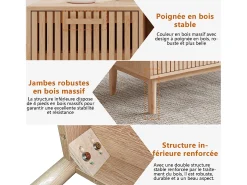 Mesa De Centro| Suporte de TV baixo, móveis contemporâneos, unidade de TV, 100 x 50 x 43 cm, madeira Natural claro