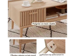 Mesa De Centro| Suporte de TV baixo, móveis contemporâneos, unidade de TV, 100 x 50 x 43 cm, madeira Natural claro
