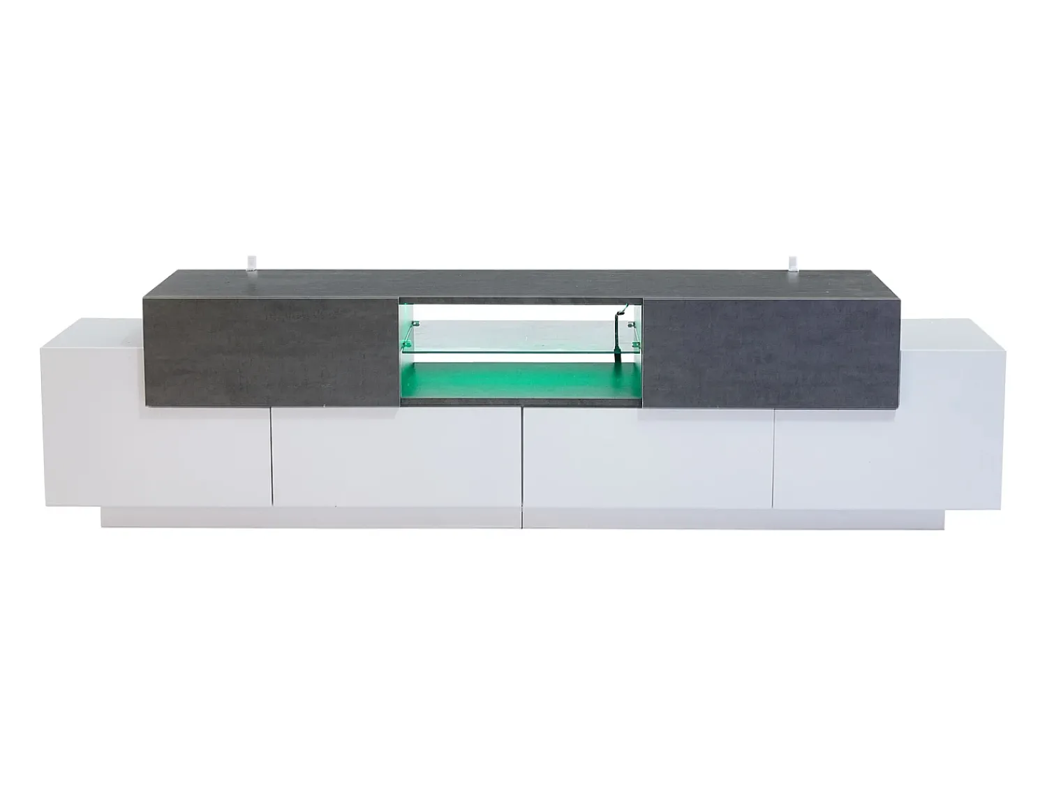 Móvel De Tv* Suporte de TV - Suporte de TV com 4 portas e 2 gavetas - com iluminação LED e prateleiras em vidro - para sala de estar e quarto Branco