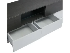 Móvel De Tv* Suporte de TV - Suporte de TV com 4 portas e 2 gavetas - com iluminação LED e prateleiras em vidro - para sala de estar e quarto Branco