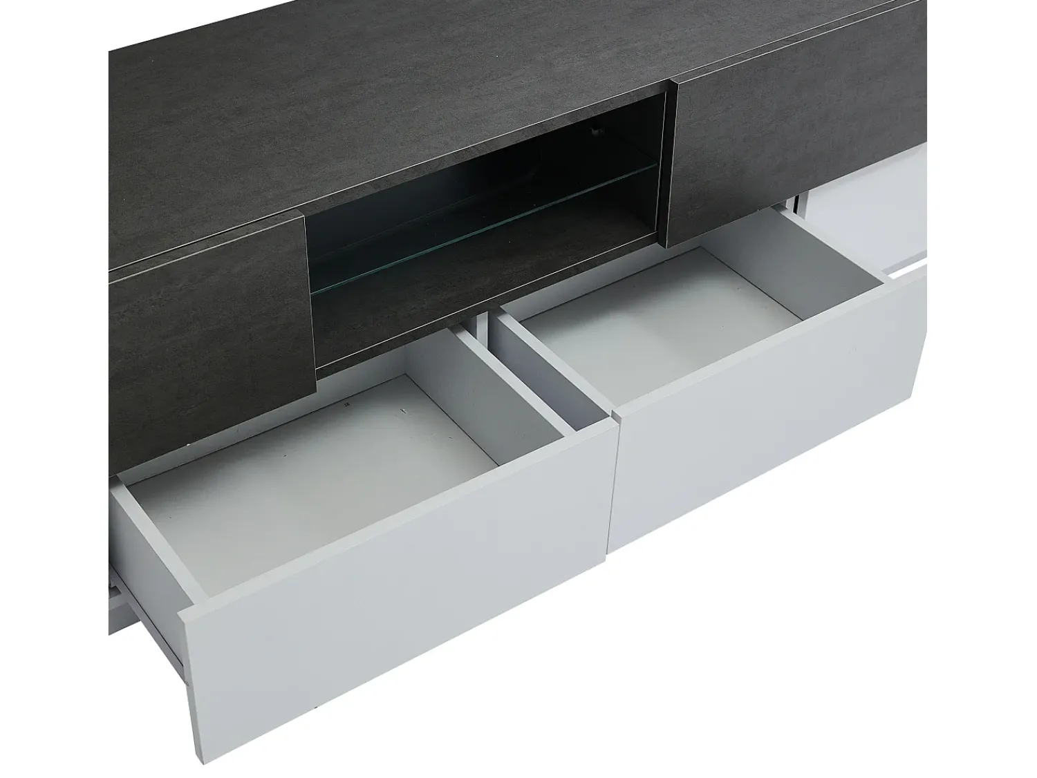 Móvel De Tv* Suporte de TV - Suporte de TV com 4 portas e 2 gavetas - com iluminação LED e prateleiras em vidro - para sala de estar e quarto Branco