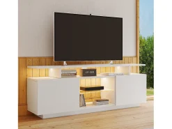 Móvel De Tv*Hauss Spole Suporte de TV com iluminação LED de 16 cores e 2 portas - para TVs de 40 a 49 polegadas. Branco