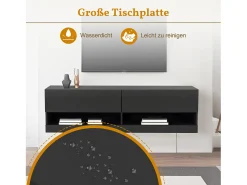 Suporte de TV com iluminação, 7 cores ajustáveis, suporte de TV para montagem na parede, , 140 x 35 x 40 cm^ Móvel De Tv