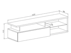Clearance Dmora Suporte de TV Dabaka, Aparador deSala de estar, armário baixo para TV, base de parede equipada, 160x38h41 cm, e brilhante Branco