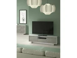 Dmora Suporte de TV Darrighin, Suporte para TV de ala de etar, Aparador baixo para ala de etar com 2 porta e 1 gaveta, 100% Made in Italy, 170x42h48 cm, e Concreto^ Móvel De Tv