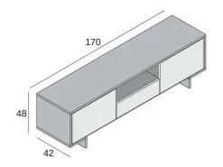 Dmora Suporte de TV Darrighin, Suporte para TV de ala de etar, Aparador baixo para ala de etar com 2 porta e 1 gaveta, 100% Made in Italy, 170x42h48 cm, e Concreto^ Móvel De Tv