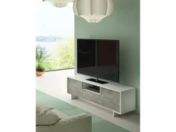 Dmora Suporte de TV Darrighin, Suporte para TV de ala de etar, Aparador baixo para ala de etar com 2 porta e 1 gaveta, 100% Made in Italy, 170x42h48 cm, e Concreto^ Móvel De Tv