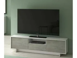 Dmora Suporte de TV Darrighin, Suporte para TV de ala de etar, Aparador baixo para ala de etar com 2 porta e 1 gaveta, 100% Made in Italy, 170x42h48 cm, e Concreto^ Móvel De Tv