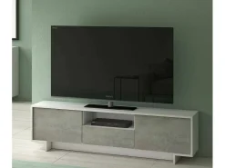 Dmora Suporte de TV Darrighin, Suporte para TV de ala de etar, Aparador baixo para ala de etar com 2 porta e 1 gaveta, 100% Made in Italy, 170x42h48 cm, e Concreto^ Móvel De Tv