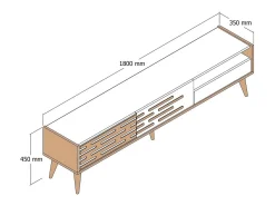Dmora Suporte de TV Dbrunozz, Aparador de sala, Armário de TV baixo, Base de parede equipada, 180x45h35 cm, Antracite e Nogueira^ Móvel De Tv