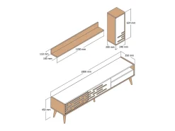Dmora Suporte de TV Dbrunozz, Aparador de sala, Armário de TV baixo, Base de parede equipada, 180x45h35 cm, Antracite e Nogueira^ Móvel De Tv