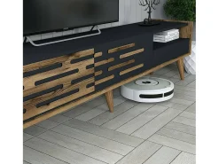 Dmora Suporte de TV Dbrunozz, Aparador de sala, Armário de TV baixo, Base de parede equipada, 180x45h35 cm, Antracite e Nogueira^ Móvel De Tv