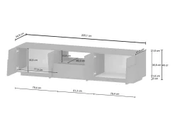 Hot Dmora Suporte de TV Dcortinovi, CredenzBaixa para sala de estar com 4 portas e 1 gaveta, Base de suporte para TV, 220x44h46 cm, brilhante Branco