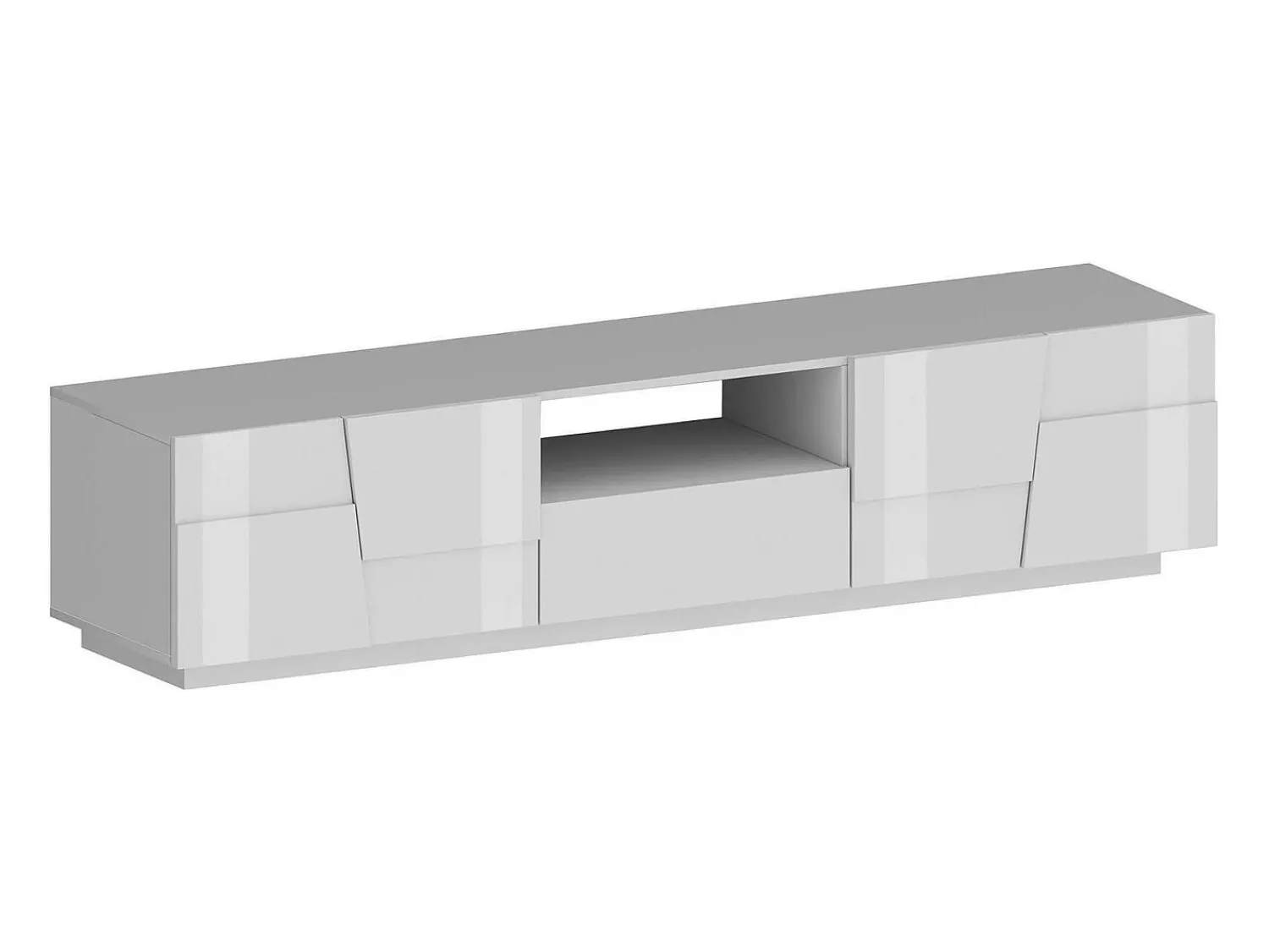 Hot Dmora Suporte de TV Dcortinovi, CredenzBaixa para sala de estar com 4 portas e 1 gaveta, Base de suporte para TV, 220x44h46 cm, brilhante Branco
