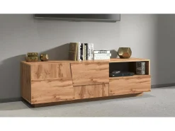 Online Dmora Suporte de TV Dcoulibal, Aparador de sala baixa com 2 portas e 1 gaveta, Base de suporte de TV, 150x44h46 cm, Carvalho Castanho