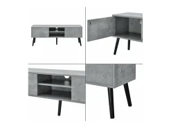 Móvel De Tv|Mobikasa Suporte de TV de design com suporte para TV de 120 cm efeito concreto preto 03_0005863 Cinzento claro