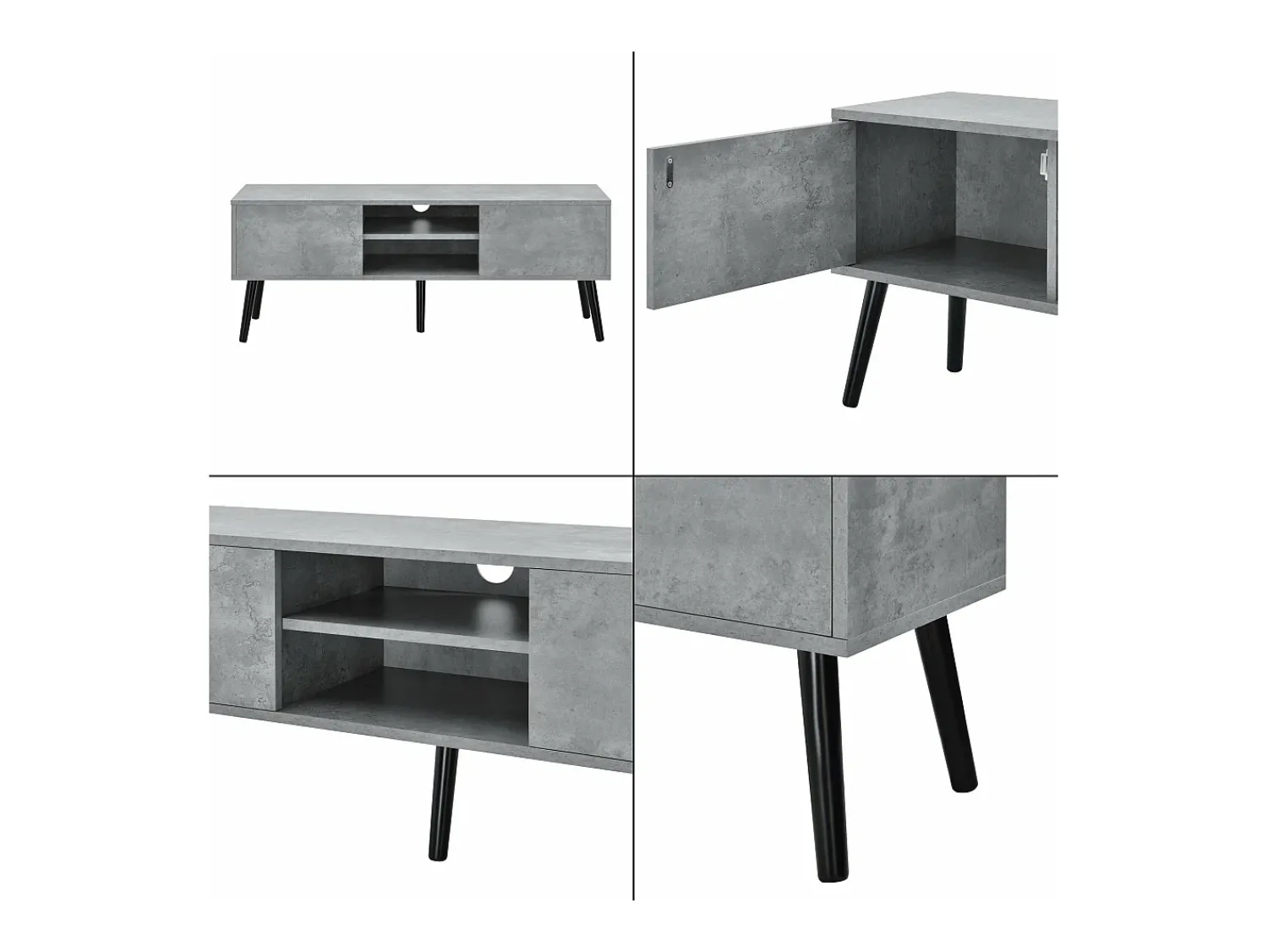 Móvel De Tv|Mobikasa Suporte de TV de design com suporte para TV de 120 cm efeito concreto preto 03_0005863 Cinzento claro