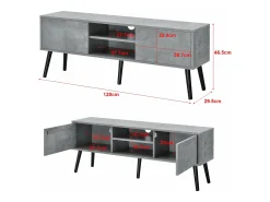 Móvel De Tv|Mobikasa Suporte de TV de design com suporte para TV de 120 cm efeito concreto preto 03_0005863 Cinzento claro