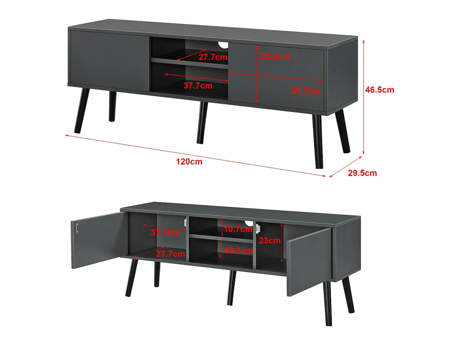 Helloshop26 Suporte de TV de design suporte para TV de 120 cm cinza escuro/ 03_0005864^ Móvel De Tv