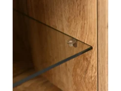 Online Suporte de TV de madeira com iluminação LED, portas e compartimento de armazenamento, para sala de estar, sala de jantar, quarto, madeira, 180 cm Natural claro