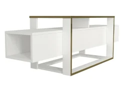 Clearance Dmora Suporte de TV Dgiacint, Aparador de sala, Armário de TV baixo, Base de parede equipada, 160x46h50 cm, e Dourado Branco