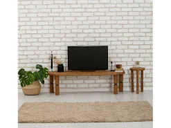 New Dmora Suporte de TV Dgrimald, Aparador de sala, Armário de TV baixo, Base de parede equipada, 140x35h40 cm, Carvalho Castanho