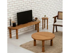 New Dmora Suporte de TV Dgrimald, Aparador de sala, Armário de TV baixo, Base de parede equipada, 140x35h40 cm, Carvalho Castanho