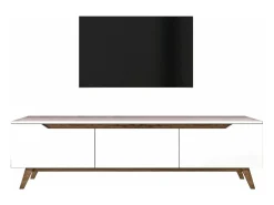 Móvel De Tv|Dmora Suporte de TV Dguidoli, Aparador de sala, Armário de TV baixo, Base de parede equipada, 180x35h49 cm, e Nogueira Branco