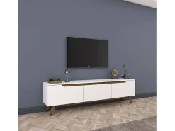 Móvel De Tv|Dmora Suporte de TV Dguidoli, Aparador de sala, Armário de TV baixo, Base de parede equipada, 180x35h49 cm, e Nogueira Branco