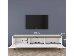 Móvel De Tv|Dmora Suporte de TV Dguidoli, Aparador de sala, Armário de TV baixo, Base de parede equipada, 180x35h49 cm, e Nogueira Branco