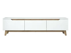 Móvel De Tv|Dmora Suporte de TV Dguidoli, Aparador de sala, Armário de TV baixo, Base de parede equipada, 180x35h49 cm, Branco e Nogueira Castanho / Branco