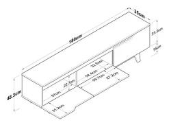 Móvel De Tv|Dmora Suporte de TV Dguidoli, Aparador de sala, Armário de TV baixo, Base de parede equipada, 180x35h49 cm, Branco e Nogueira Castanho / Branco