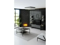 Móvel De Tv|Dmora Suporte de TV Dmiggian, Aparador de sala, Armário de TV baixo, Base de parede equipada, 180x30h48 cm, Antracite e Preto