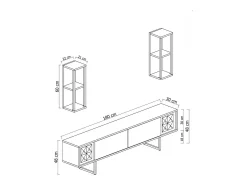 Móvel De Tv|Dmora Suporte de TV Dmiggian, Aparador de sala, Armário de TV baixo, Base de parede equipada, 180x30h48 cm, Antracite e Preto