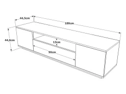Dmora Suporte de TV Dpi móvelErott, Aparador de sala, Armário de TV baixo, Base de parede equipada, 180x45h45 cm, Carvalho e Antracite Castanho