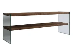 Móvel De Tv|Dmora Suporte de TV Dpianc, Aparador de sala, Armário de TV baixo, Base de parede equipada, 120x35h45 cm, Nogueira escura Castanho