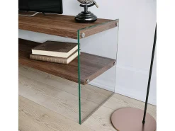 Móvel De Tv|Dmora Suporte de TV Dpianc, Aparador de sala, Armário de TV baixo, Base de parede equipada, 120x35h45 cm, Nogueira escura Castanho