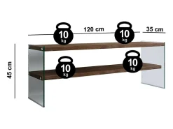 Móvel De Tv|Dmora Suporte de TV Dpianc, Aparador de sala, Armário de TV baixo, Base de parede equipada, 120x35h45 cm, Nogueira escura Castanho