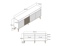 Consola|Dmora Suporte de TV DpIccion, Aparador de sala, Armário de TV baixo, Base de parede equipada, 160x35 h79 cm, Nogueira e Branco Castanho