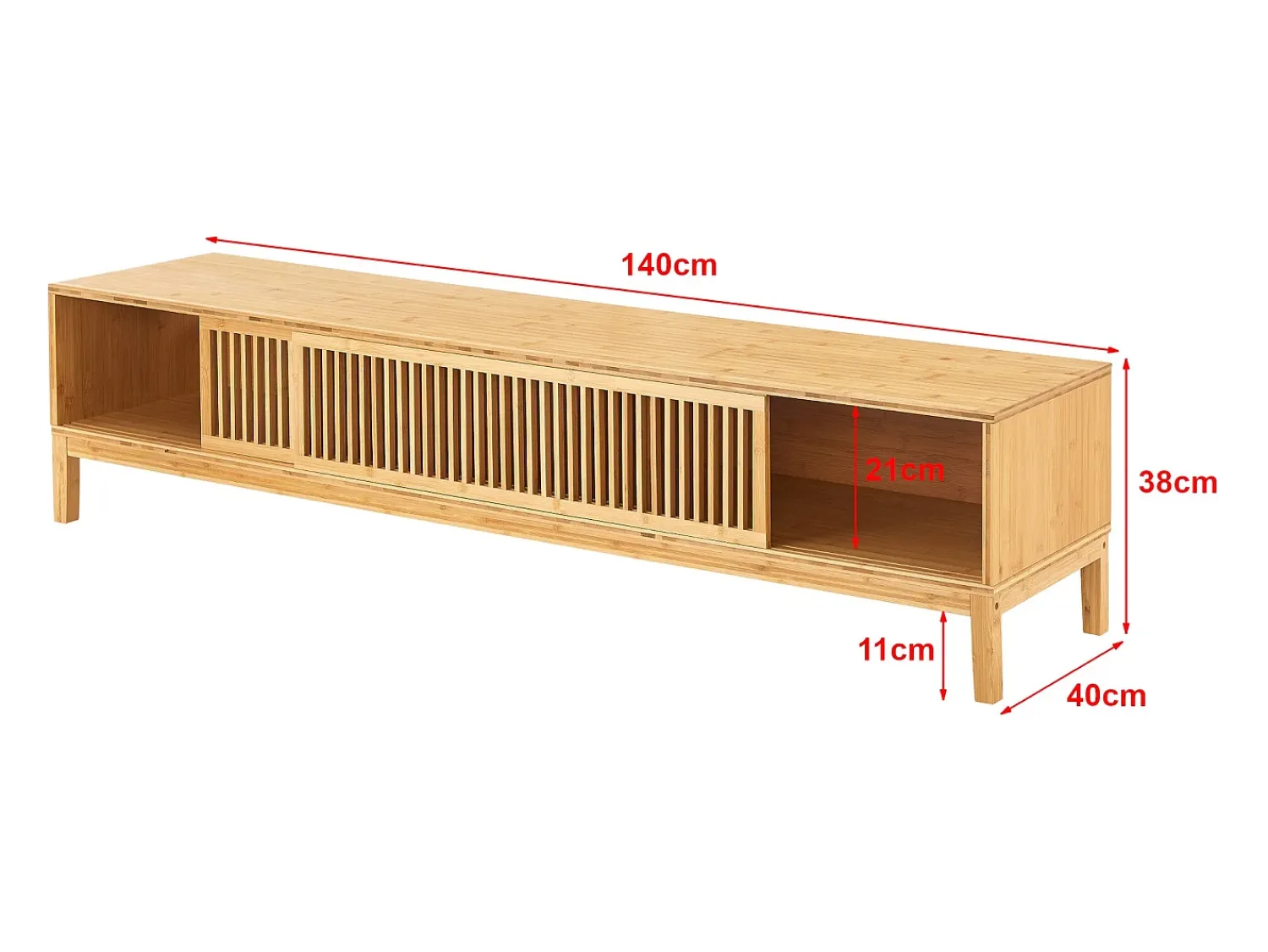 Helloshop26 Suporte de TV em bambu 140 x 40 x 38 cm cor natural 03_0007872 Castanho