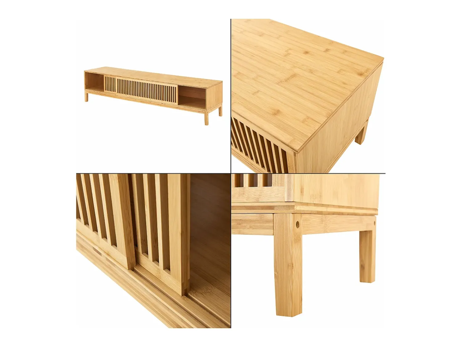 Helloshop26 Suporte de TV em bambu 140 x 40 x 38 cm cor natural 03_0007872 Castanho