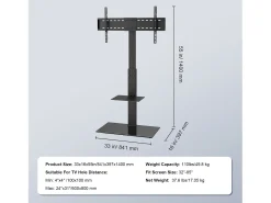 Hot Suporte de TV Giratório SucceBuy, Altura Ajustável para Televisores de 81 a 216 CM, Suporte de Chão Portátil com Base de Vidro Temperado, Quarto Preto